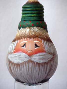 design! a Painted light bulbs original here's painting  SANTA christmas bulb free glass