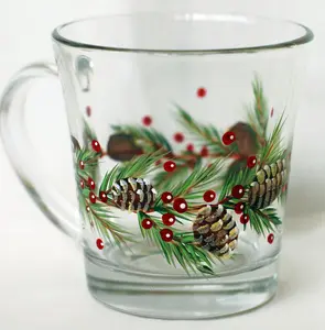 Our CBP0016 Pinecones and Boughs Pattern Packet provides beautifully decorated glass mugs, snifters and wine glasses. Perfect for the Christmas season.