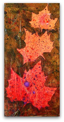 Add a thinned coat of Sap Green using the Angle brush to the background, working around the leaves.