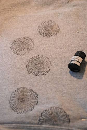 A quick fabric paint tutorial on a sweatshirt.