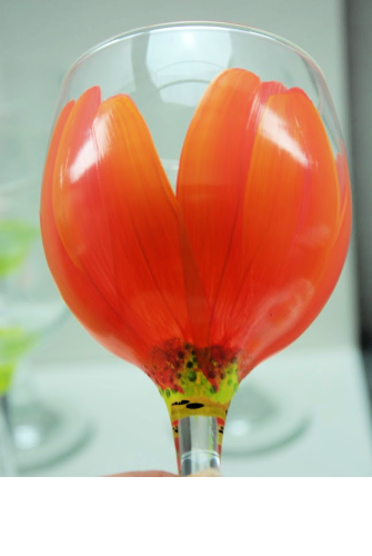 Flower stemmed Glass Project - Painting On Glass - Glass Painting