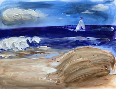 Finger painting a beach scene