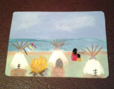 acrylics on ATC card