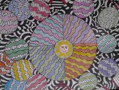 hand drawn..colored pencil...the face on the sun has to go...lol