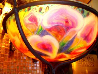 2nd view, lit chandelier