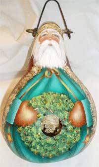 Santa gourd birdhouse