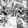 Painted Xmas Wine Glasses, Black & White photo